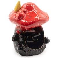 KDMD Large Red Mushroom Backflow Incense Burner Glazed Ceramic