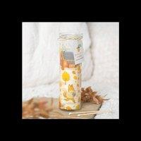 KDMD Cinnamon Woods Scented Glass Tube Candle Fall Print 55 Hour in Yellow