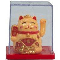 KDMD Yellow Mini Solar Powered Money Cat Decorative Figure in Display Box