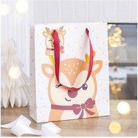 KDMD Ruby the Reindeer Christmas Gift Bag with Gold Star Design
