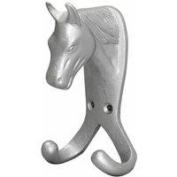 Perry Equestrian Horse Head Double Stable Wall Hook in Silver