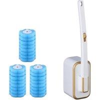 KORVIXA Disposable Toilet Brush Set with 24 Refills, Bowl Cleaning System Kit in White | Size: 180 cm width x 180 cm drop