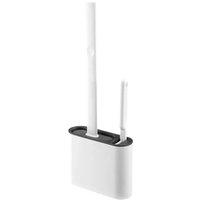 KORVIXA Toilet Brush Holder Set, Durable Silicone Bathroom Brush with Holder in Grey | Size: 180 cm width x 180 cm drop