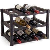 SPETLEK Free Standing Wine Rack Stackable 12 Bottle 3 Tier in Black | Size: 0.6m2