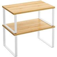 SPETLEK Set of 2 Cupboard Shelf Organiser White & Natural