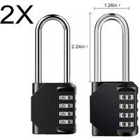 SPETLEK 2X Long Shackle Padlock Outdoor Weatherproof Security in Black