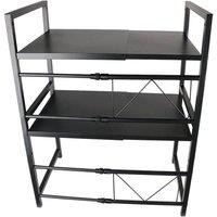 FLAVORA 3 Tier Expandable Microwave Storage Rack in Black | Size: 1000L