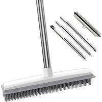 FLAVORA 2in1 Rubber Broom Brush Pet Hair Remover in Grey | Size: 0.6m2