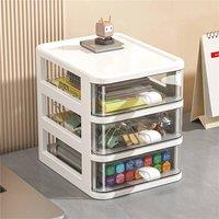 EONLION 3 Tier Organizer Storage Container Drawers in White | Size: 500mm