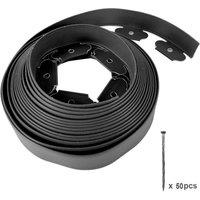 FLAVORA 10 Metre FLEXIBLE GARDEN BORDER GRASS LAWN in Black | Size: 0.6m2