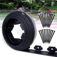 NESTLUNE Black 10m Lawn Edge Border With 50 pegs Garden Edging | Size: 100 cm x 15 cm