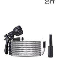 NESTLUNE 25FT Stainless Steel Garden Water Hose in Silver | Size: 10kg