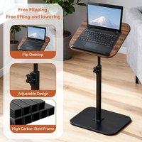 NESTLUNE Adjustable C-Shaped Sofa Side End Table Coffee Laptop in Brown | Size: 100 cm x 15 cm
