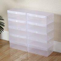 FLAVORA 20 Pack Stackable Foldable Clear Shoe Storage Boxes | Size: 0.6m2