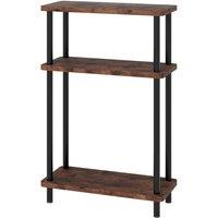 Levede Slim Side Table 3 Tier Narrow Sofa End Table Bedside Storage Stand in Brown
