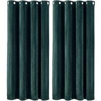 Marlow Velvet Blackout Curtains Thermal Insulated for Bedroom Living Room in Dark Green | Size: 117 cm width x 137 cm drop