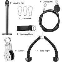 NESTLUNE Home Gym Workout Cable Pulley System Lat Pull Down in Black | Size: 0-12 m