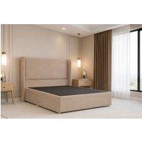 Nexus Mattresses Ltd Portofino Plush Divan Bed Base No Drawers - 54 Winged Headboard in Stone | Size: Small Single