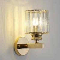 Goeco Modern Crystal Wall Light, E27 Elegant Round Wall Light in Gold