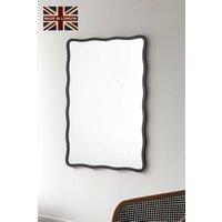 Yearn Mirrors Black Ripple Framed Rectangular Wall Mirror 90x60cm | Size: 90x60 cm