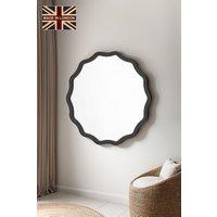 Yearn Mirrors Black Ripple Framed Circular Wall Mirror 90x90cm | Size: 90x90 cm