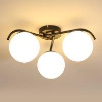 Pheashine Modern Semi Flush Mount Ceiling Light 3 Lights Black