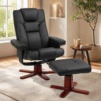 STILVORA Recliner & Footstool Set with Manual Recline Black