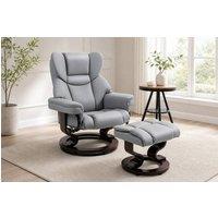 STILVORA Recliner Chair with Footstool & 360 Swivel Grey