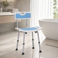 STILVORA Adjustable Shower Stool with Backrest in Blue