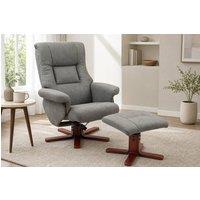 STILVORA Recliner Chair & Footstool Set with Manual Recline in Grey