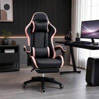 STILVORA Gaming Chair with Footrest & Reclining Back in Black