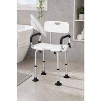 STILVORA Adjustable Shower Chair with Back & Padded Arms in White