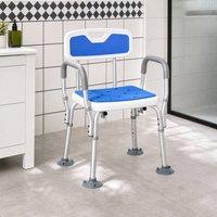 STILVORA Adjustable Shower Chair with Back & Arms in Blue