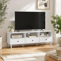 STILVORA TV Stand with 3 Shelves & 3 Drawers in White