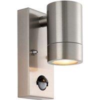 Netlighting Palin PIR Outdoor Down Wall Lamp Brushed Stainless Steel IP65 in Grey