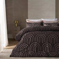 OHS Tufted Arches Bedding Set Duvet Cover with Pillowcase in Dark Brown | Size: Double