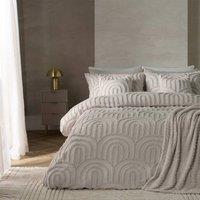OHS Tufted Arches Bedding Set Duvet Cover with Pillowcase in Stone | Size: Super King