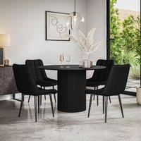 More4Homes Arlo Black Table Top W Black Legs + Nova Faux Leather Dining Chair Set Of 4