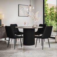 More4Homes Arlo Concrete Table Top W Black Legs + Nova Faux Leather Dining Chair Set Of 4