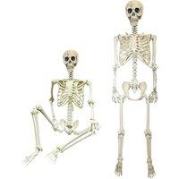 Shatchi Halloween Decoration Life Size Poseable Skeleton 165cm - Realistic Human Skeleton Prop with Movable Joints in White