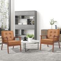 HOMCOM 2 Pack Accent Chair PU Leather Armchair for Living Room Brown