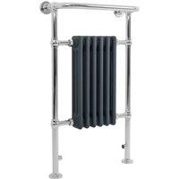 Monstershop Traditional Heated Towel Rail Radiator - 950mm x 570mm - Anthracite in Grey