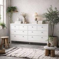 Wyld Haus Gossmere White Wooden Double Dresser 8 Drawers with Silver Handles