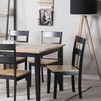 Wyld and Coco Set of 2 Black Rubberwood Slat Back Dining Chairs