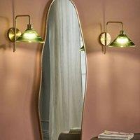 Wyld and Coco Set of 2 Wall Lamps - Gold Metal Base Ribbed Green Glass Shades