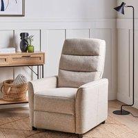 Wyld and Coco Heritage Home Manual Recliner Chair Beige Fabric Retro Armchair
