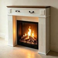 Gr8 Home Brown White Fireplace Surround with 3 Cupboards