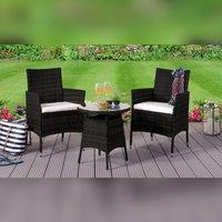 Comfy Living Ltd Rattan Garden Bistro Set With Round Table & 2 Chairs in Black
