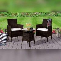 Comfy Living Ltd Rattan Garden Bistro Set With Round Table & 2 Chairs in Brown