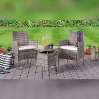 Comfy Living Ltd Rattan Garden Bistro Set With Round Table & 2 Chairs in Grey